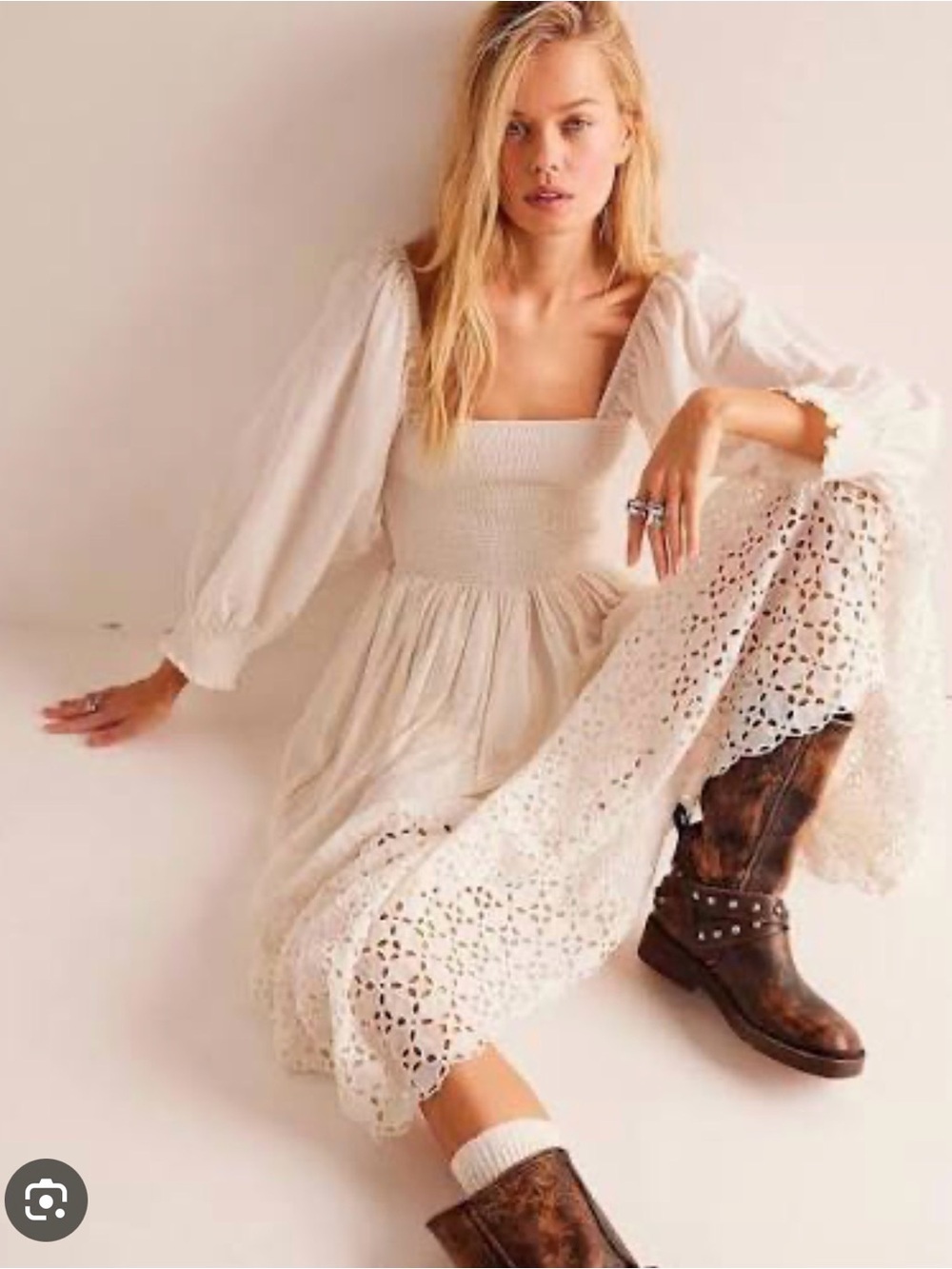 Free people perfect storm cream midi dress medium